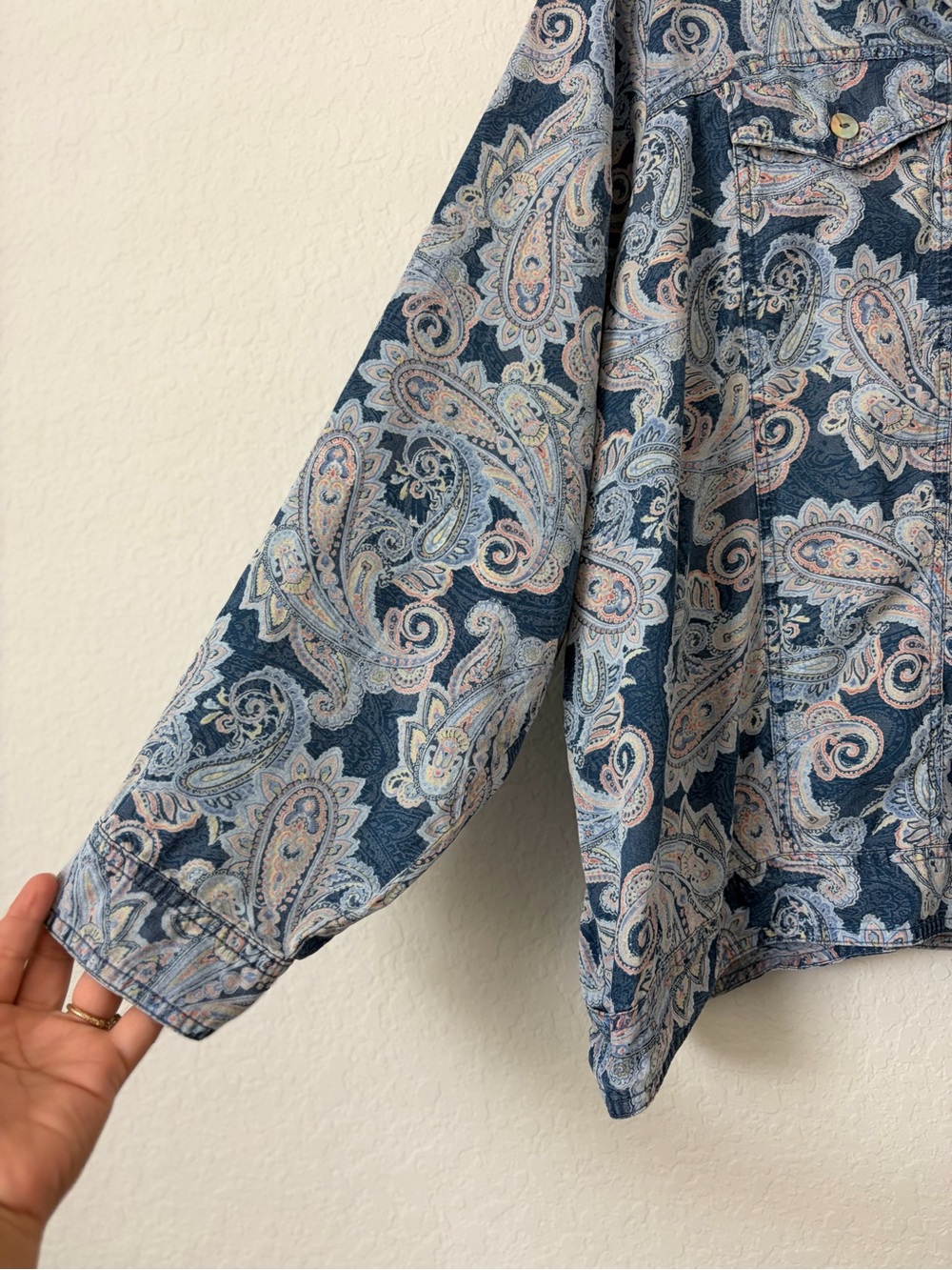 Ruby Rd Paisley Print Button-Front Jacket - Blue - Picture 2 of 4